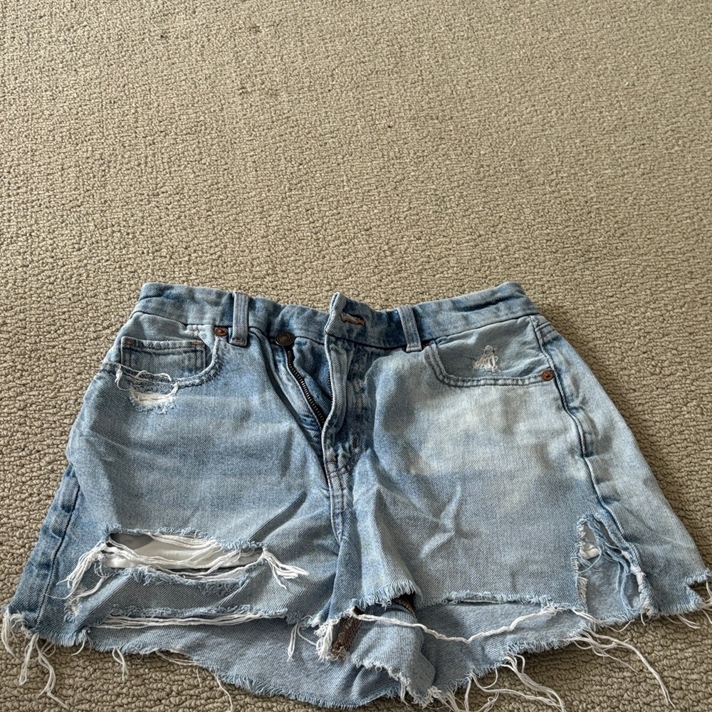 American Eagle Outfitters Ripped Light Blue Jean Shorts